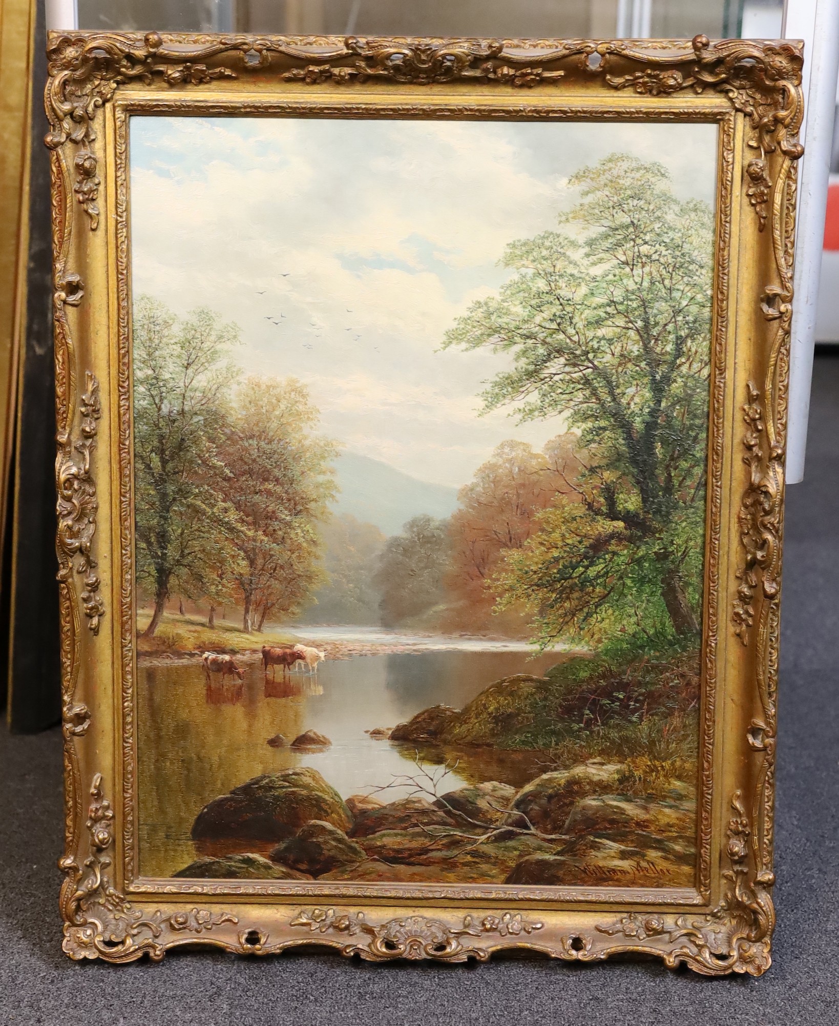 William Mellor (British, 1851-1931), River Wharf near Bolton Woods, Yorkshire, oil on canvas, 60 x 44cm